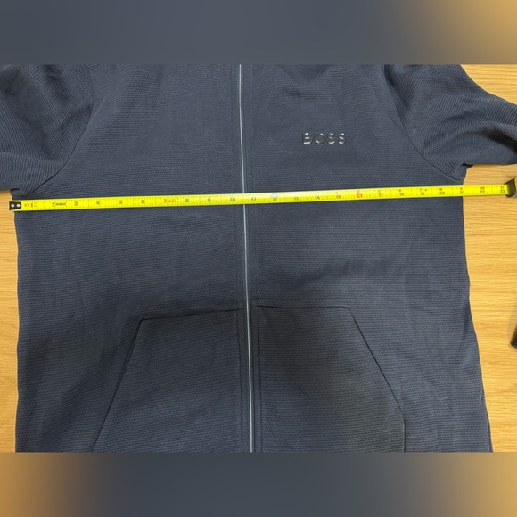 HUGO BOSS Cotton-Piqué Zip-Up Hoodie Dark Blue Size M | Made in Portugal - Picture 13 of 14
